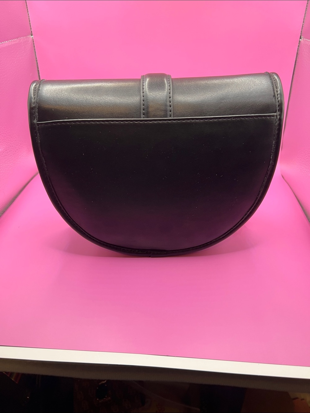 Cavalli Class Black Semi-Circle Leather Crossbody with Gold Logo - Picture 3 of 7